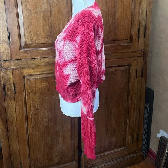 FRESHMAN PINK BLEACHED TIE DYE RIBBED KNIT COTTON OVERSIZED SWEATER SMALL - Picture 11 of 13